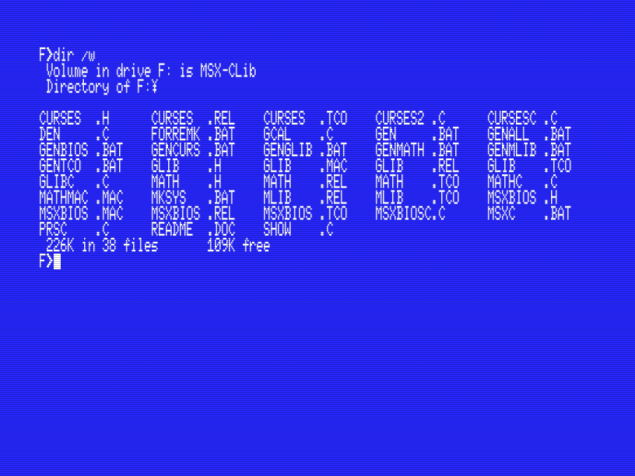 MSX-C_Library_disk_contents