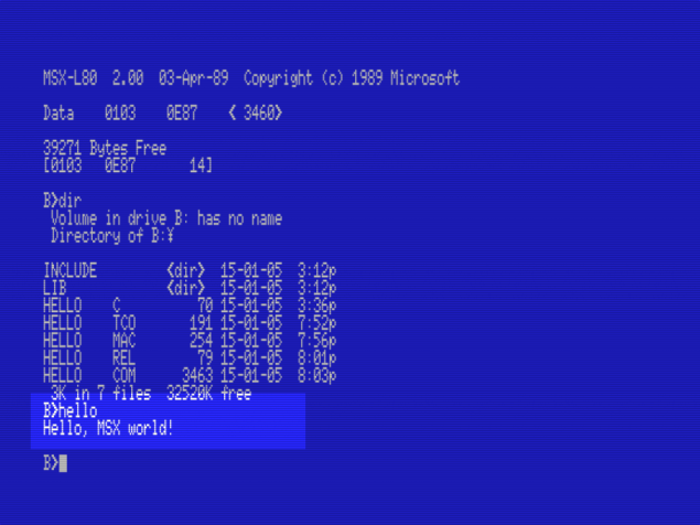 MSX-C_hello_world_running