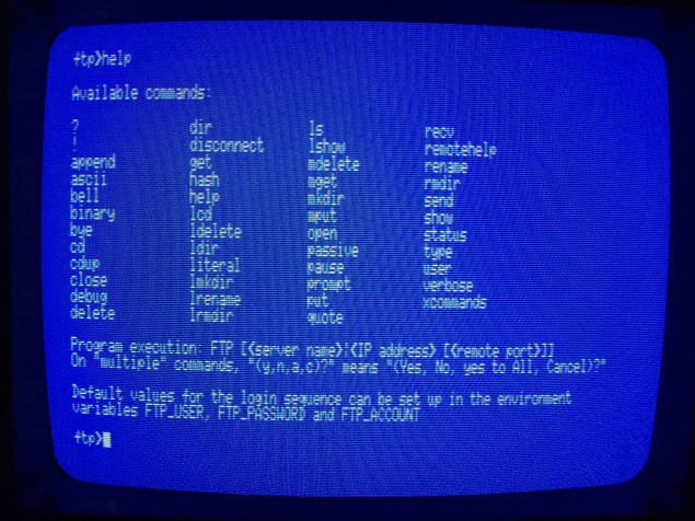 Available commands in the FTP.COM client (Click to enlarge)