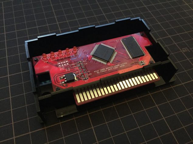 The MEMORY SAMURAI's circuit board before attaching the cartridge's front cover.