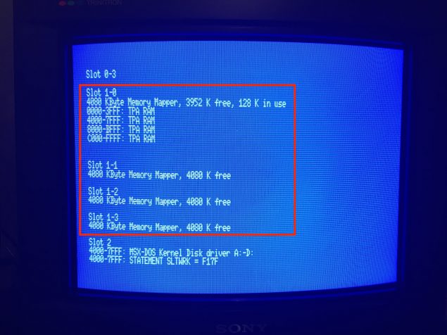 Memory map detected in a Panasonic FS-A1WX with the MEMORY SAMURAI (click to enlarge)